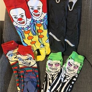Horror Character Themed Men's Socks Set - Multicolor